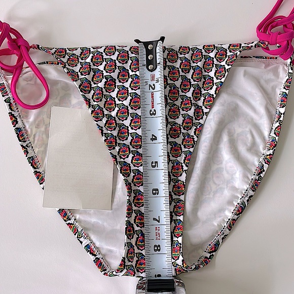 NWT TORY BURCH swim bottoms M GABRIELLA pink white green fuscia string ties - Picture 10 of 13